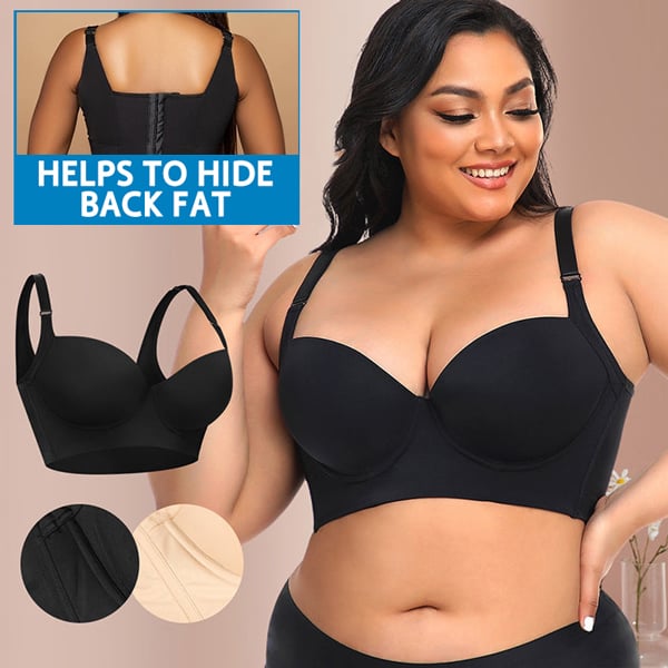 Women Full Coverage Push up Bra Underwire Sculpting Uplift Shapewear Deep Cup T Shirt Bra Hide Back Fat Smoothing Brassiere