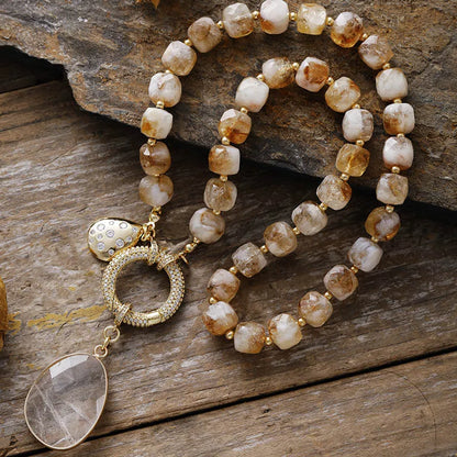 Crystal Healing Lariat Pendant Necklace