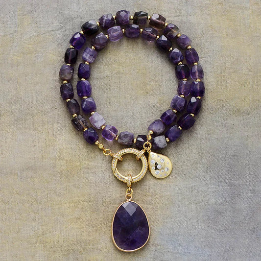 Crystal Healing Lariat Pendant Necklace